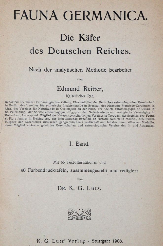 Große Abbildung Nr.1: 142-1980 Reitter,E.: (Zoologie, Käfer)
