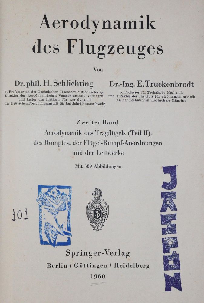 Große Abbildung Nr.1: 142-2066 Schlichting,H. u. E.Truckenbrodt.: (Verschiedene Gebiete - Varia, Aeronautik)