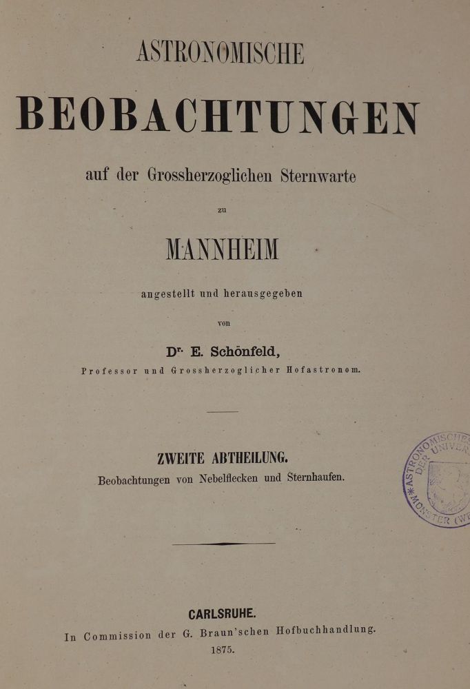 Große Abbildung Nr.1: 142-2078 Schönfeld,E.: (Verschiedene Gebiete - Varia, Astronomie)