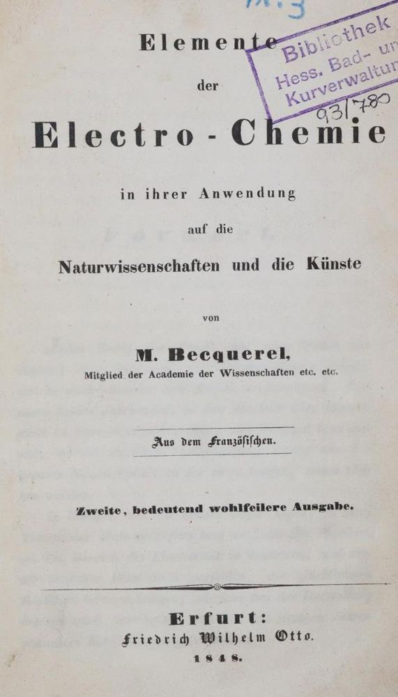 Große Abbildung Nr.1: 142-2088 Becquerel,(A.C.).: (Verschiedene Gebiete - Varia, Chemie)