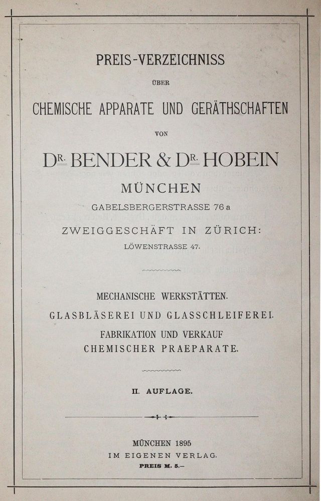Große Abbildung Nr.1: 142-2089 Bender & Hobein.: (Verschiedene Gebiete - Varia, Chemie)