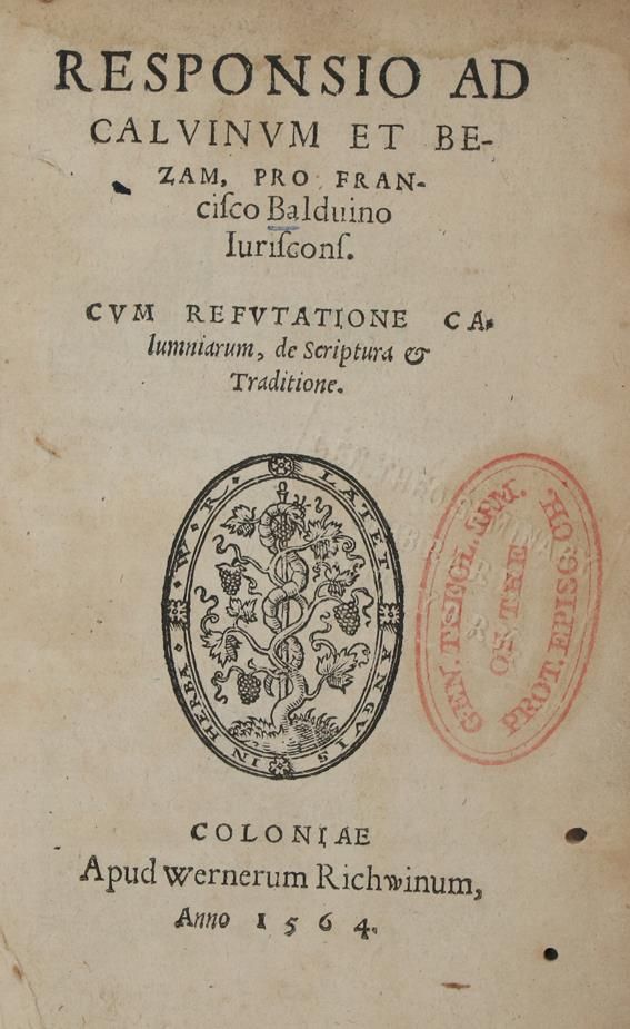 Große Abbildung Nr.1: 142-21 Baudouin,F.: (Alte Drucke, Handschriften und Theologie)