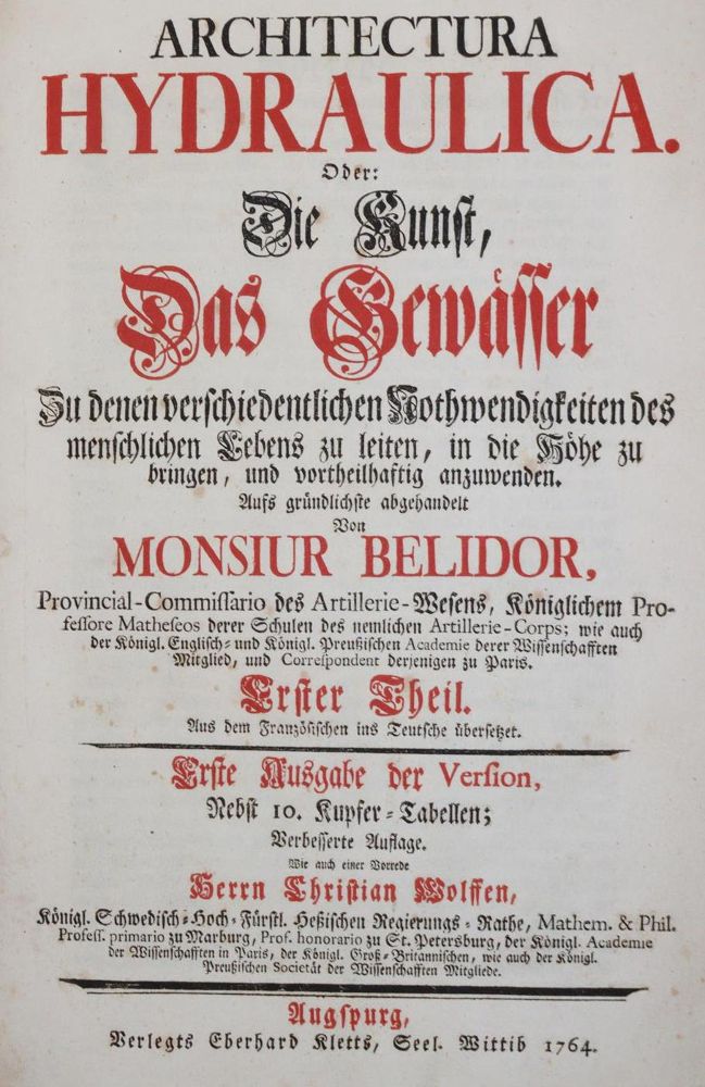 Große Abbildung Nr.1: 142-2116 Belidor,B.F.de.: (Verschiedene Gebiete - Varia, Hydraulik)