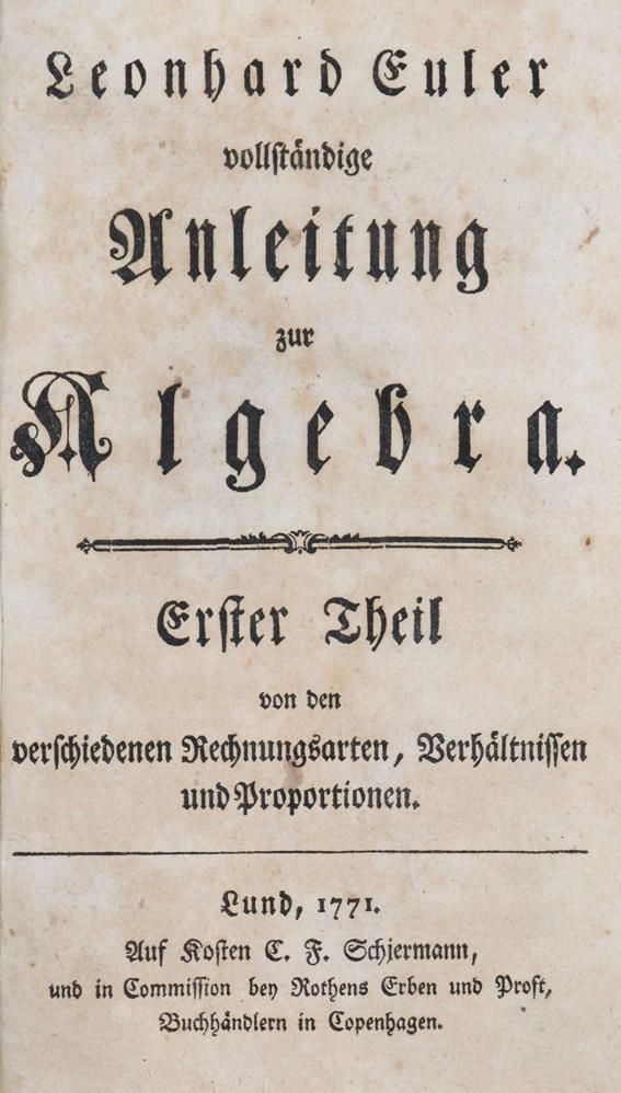 Große Abbildung Nr.1: 142-2130 Euler,L.: (Verschiedene Gebiete - Varia, Mathematik)