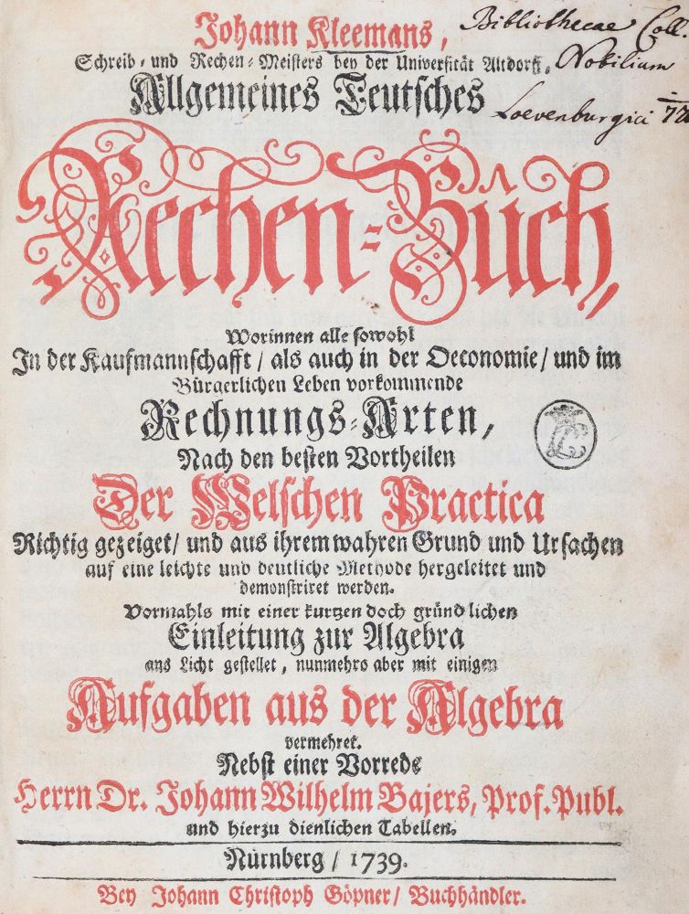 Große Abbildung Nr.1: 142-2133 Kleemann,J.: (Verschiedene Gebiete - Varia, Mathematik)