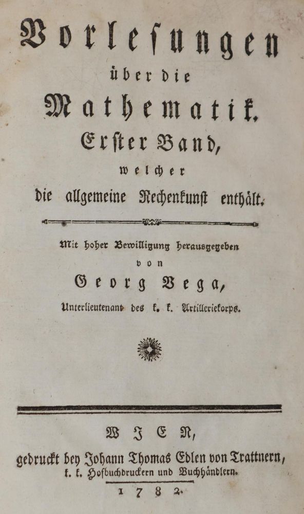 Große Abbildung Nr.1: 142-2142 Vega,G.: (Verschiedene Gebiete - Varia, Mathematik)