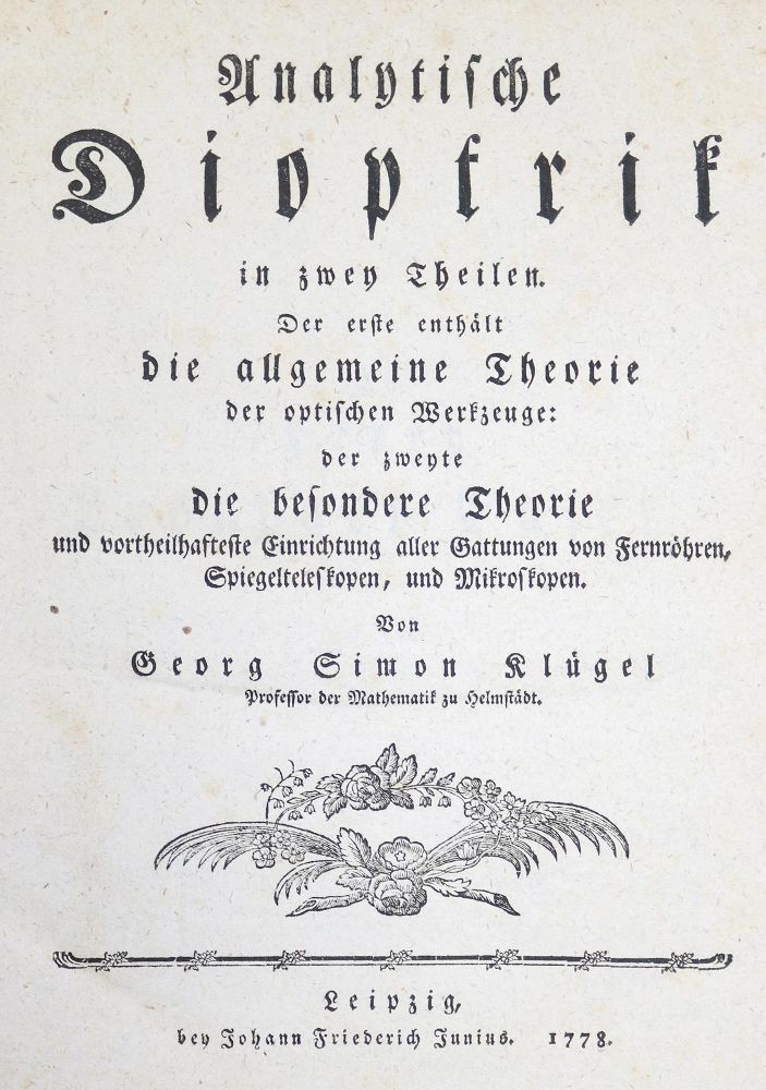 Große Abbildung Nr.2: 142-2159 Klügel,G.S.: (Verschiedene Gebiete - Varia, Optik)