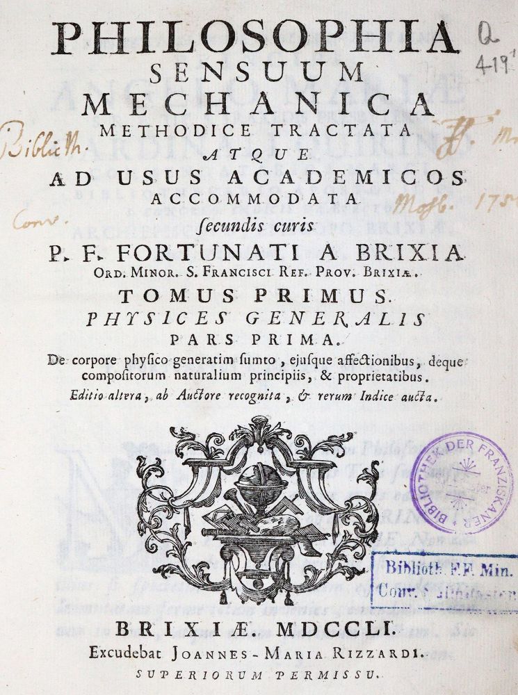 Große Abbildung Nr.1: 142-2162 Fortunatus a Brixia (d.i. G.Ferrari).: (Verschiedene Gebiete - Varia, Physik)