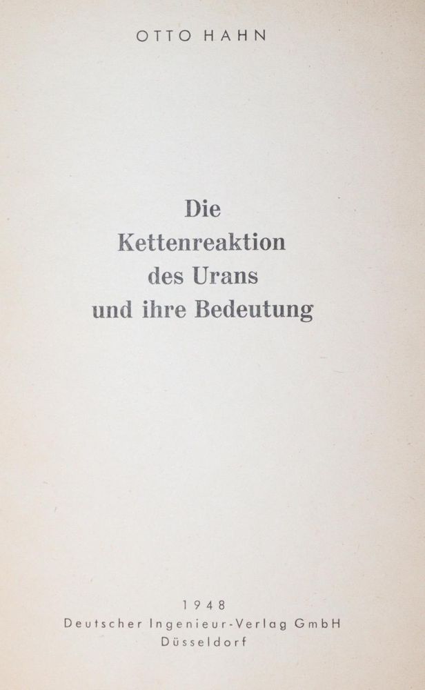 Große Abbildung Nr.1: 142-2163 Hahn,O.: (Verschiedene Gebiete - Varia, Physik)