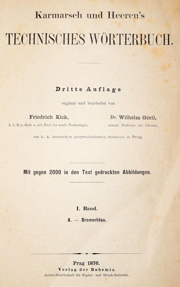 Große Abbildung Nr.1: 142-2192 Karmarsch,K. u. Heeren.: (Verschiedene Gebiete - Varia, Technik und Handwerk)