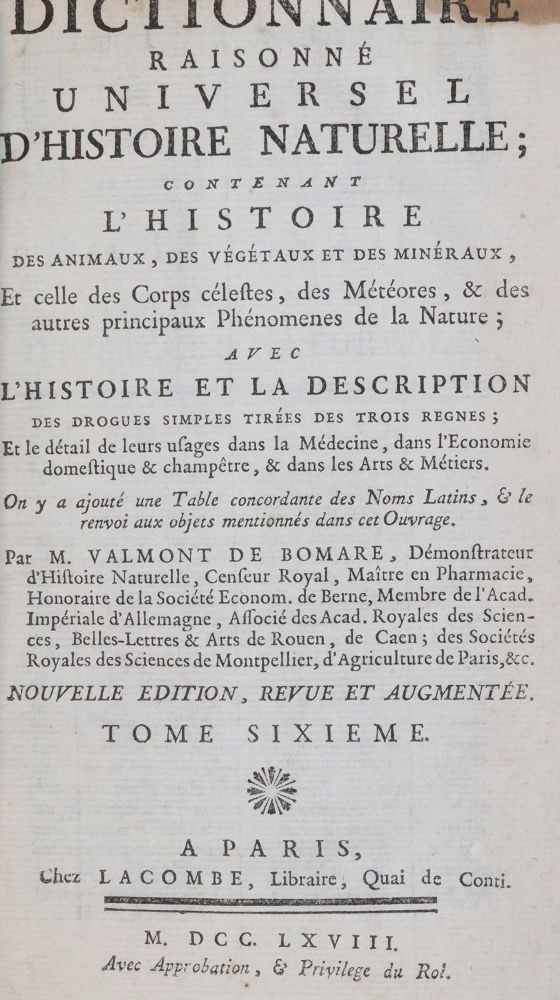 Große Abbildung Nr.1: 142-2201 Valmont de Bomare,J.C.: (Verschiedene Gebiete - Varia)