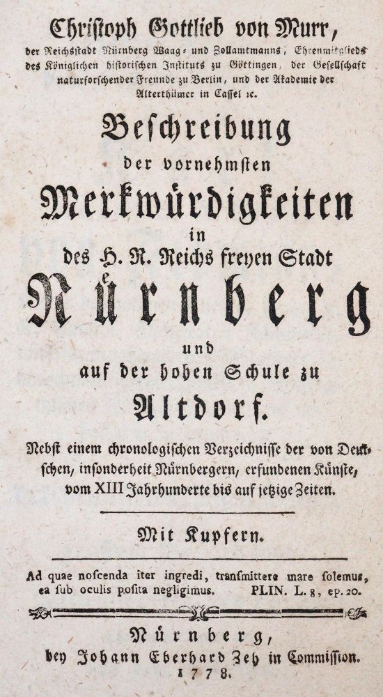 Große Abbildung Nr.1: 142-2326 Murr,C.G.v.: (Deutschland, Nürnberg)
