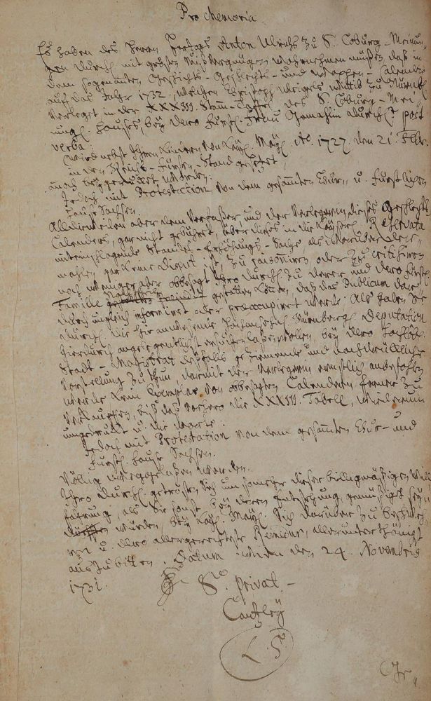 Große Abbildung Nr.1: 142-2343 Pro Memoria über einen Eintrag: (Deutschland, Sachsen-Coburg-Meiningen)