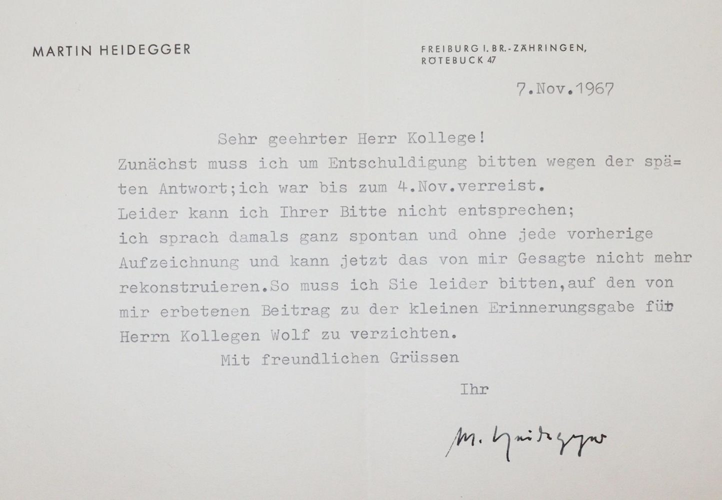 Große Abbildung Nr.2: 142-2672 Heidegger, Martin: (Autographen)