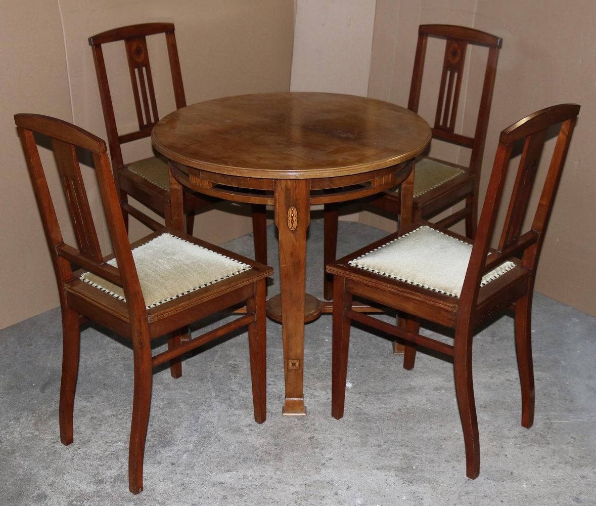 Große Abbildung Nr.11: 142-2884 Art-Deco Tisch mit vier Stühlen.: (Möbel, Tische)