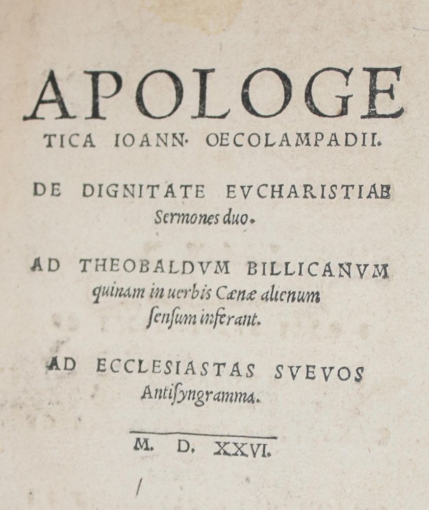 Große Abbildung Nr.1: 142-291 Oecolampadius,J.: (Alte Drucke, Handschriften und Theologie)