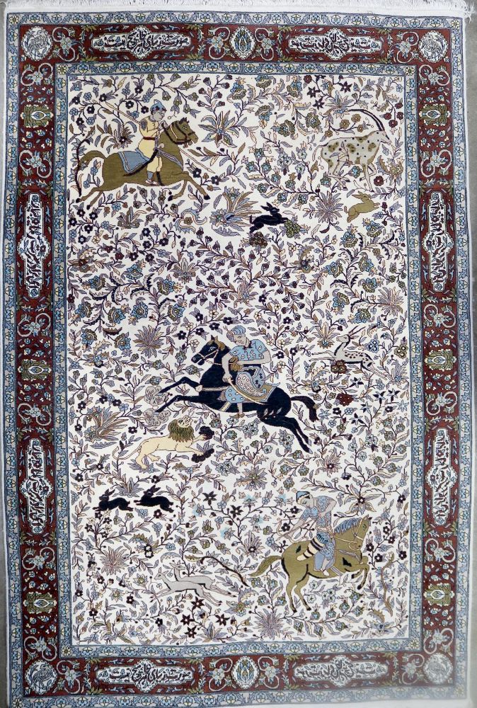 Große Abbildung Nr.1: 142-3011 Jagdteppich Seide: (Teppiche)