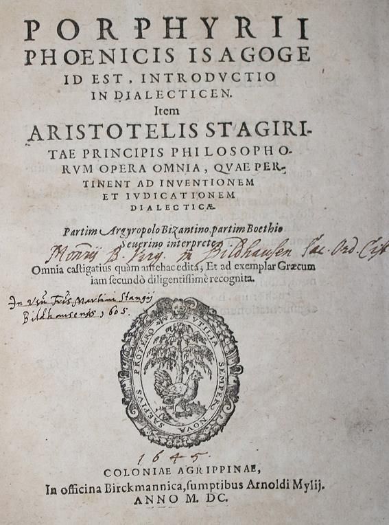 Große Abbildung Nr.1: 142-322 Porphyrius.: (Alte Drucke, Handschriften und Theologie)