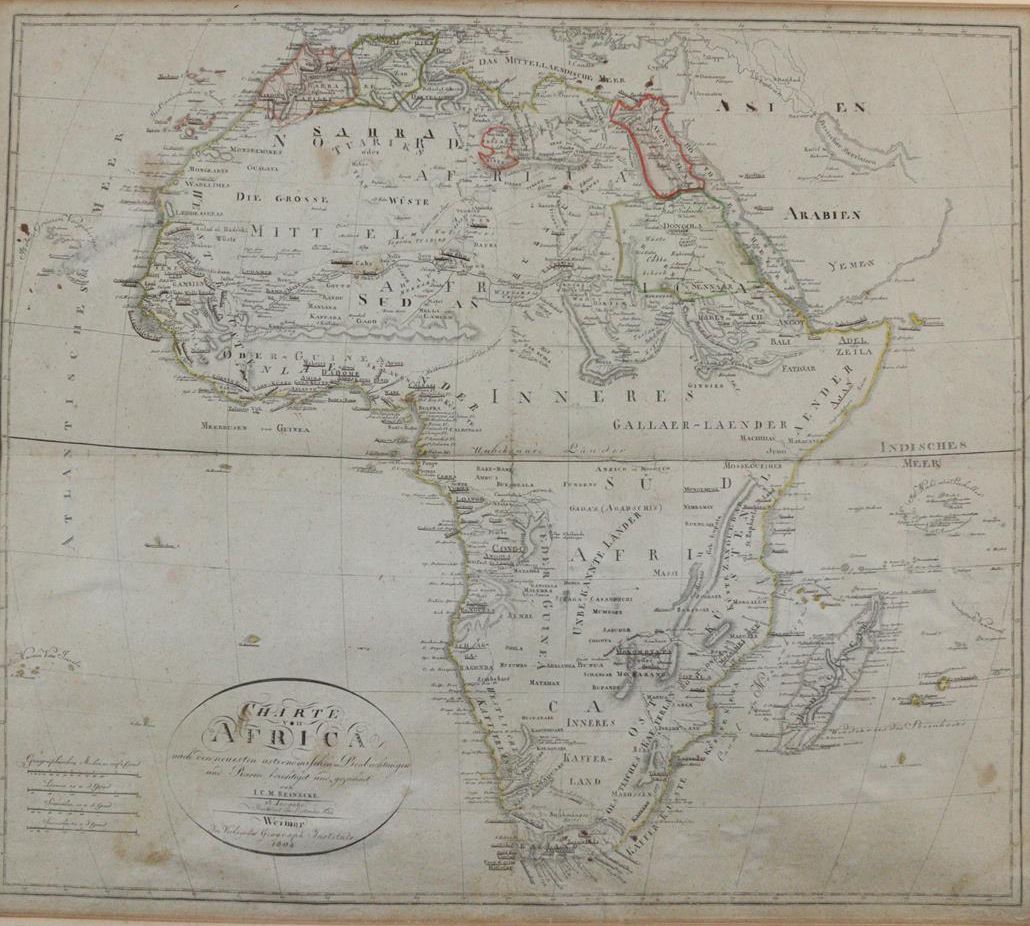 Große Abbildung Nr.3: 142-3244 Vier Landkarten.: (Deutschland, Frankreich, Afrika)
