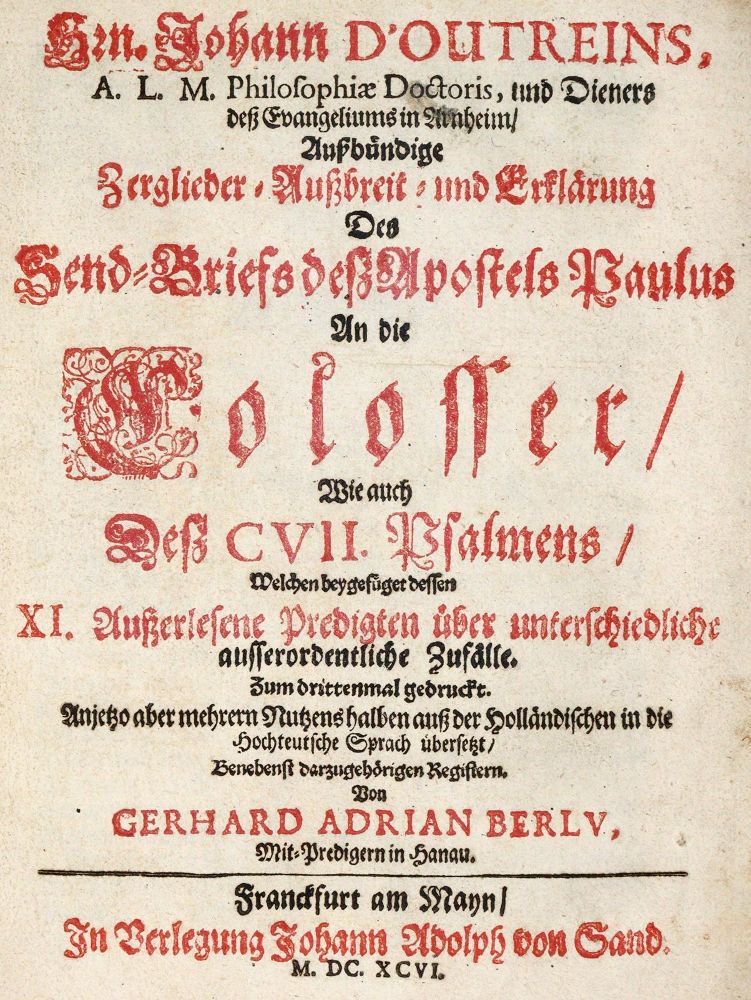 Große Abbildung Nr.1: 142-332 Raphel,G.: (Alte Drucke, Handschriften und Theologie)