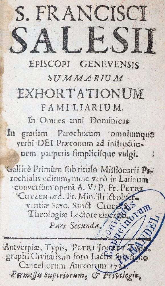 Große Abbildung Nr.1: 142-352 Sales,F.v.: (Alte Drucke, Handschriften und Theologie)