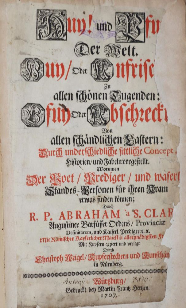 Große Abbildung Nr.1: 142-363 Santa Clara (d.i. U.Megerle), Abraham a: (Alte Drucke, Handschriften und Theologie)