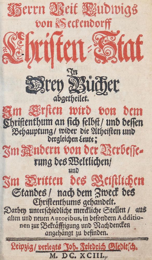 Große Abbildung Nr.1: 142-377 Seckendorff,V.L.v.: (Alte Drucke, Handschriften und Theologie)