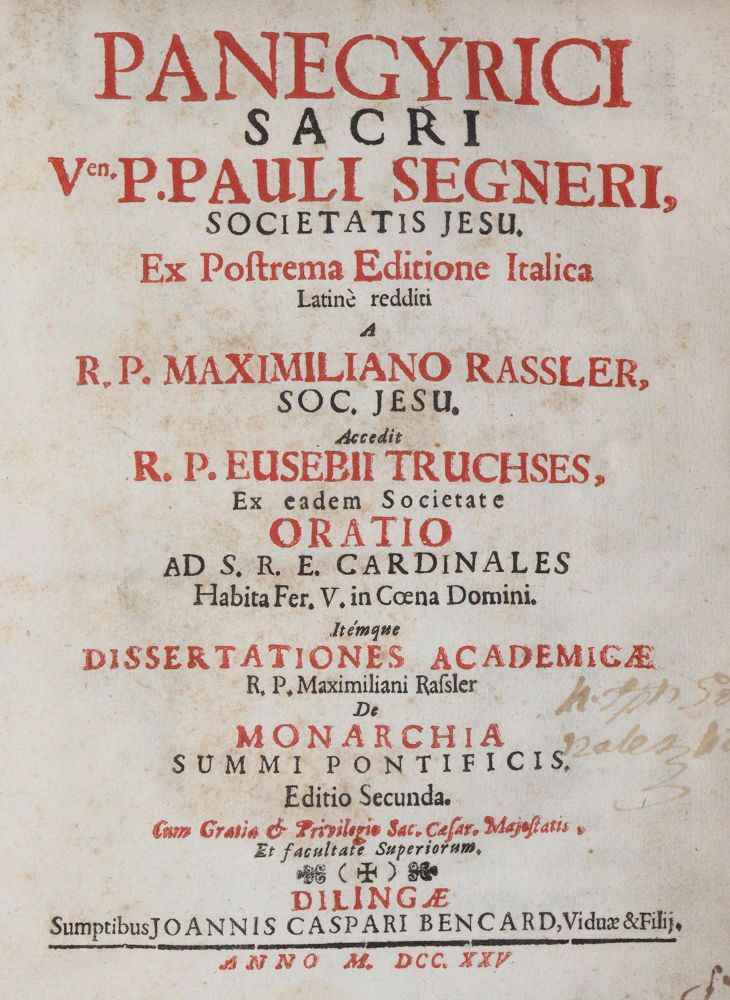 Große Abbildung Nr.1: 142-379 Segner,P.: (Alte Drucke, Handschriften und Theologie)