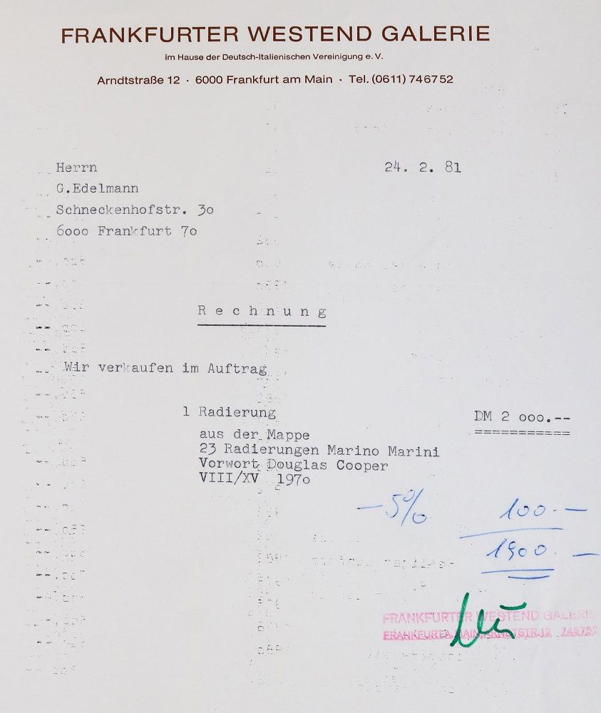 Große Abbildung Nr.2: 142-3926 Marini, Marino: (Künstlergraphik)