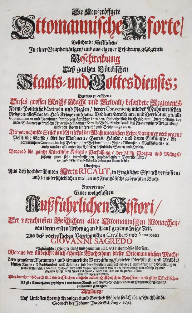 Große Abbildung Nr.1: 142-412 Rycaut,(P.) u. G.Sagredo.: (Türkei)