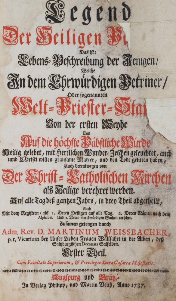 Große Abbildung Nr.1: 142-430 Weissbacher,M.: (Alte Drucke, Handschriften und Theologie)