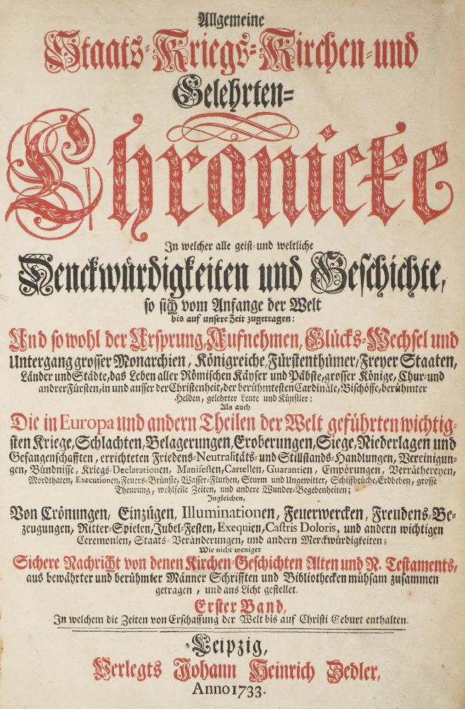 Große Abbildung Nr.1: 142-439 (Zedler, Joh. H.),: (Alte Drucke, Handschriften und Theologie)