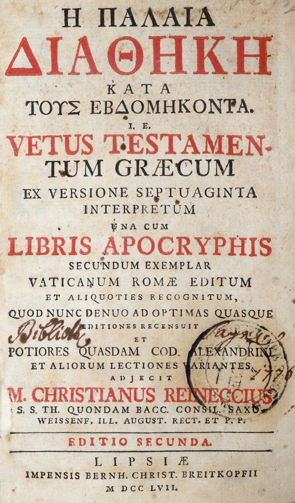 Große Abbildung Nr.1: 142-44 Biblia graeca.: (Bibeln)