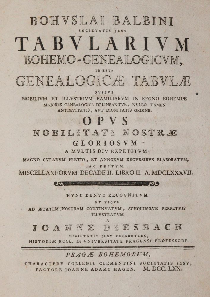 Große Abbildung Nr.1: 142-444 Balbin,B.: (Genealogie und Heraldik)