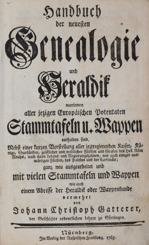Große Abbildung Nr.1: 142-448 Gatterer,J.C.: (Genealogie und Heraldik)