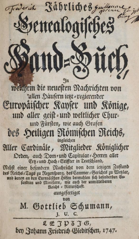 Große Abbildung Nr.1: 142-450 Jährliches Genealogisches Hand-Buch,: (Genealogie und Heraldik)