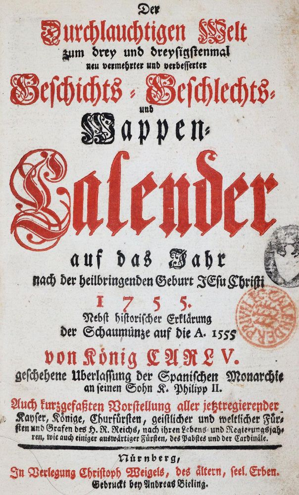 Große Abbildung Nr.1: 142-454 Wappen-Kalender.: (Genealogie und Heraldik)