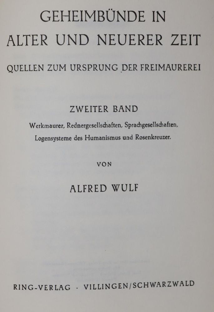 Große Abbildung Nr.1: 142-486 Wulf,A.: (Freimaurerei)