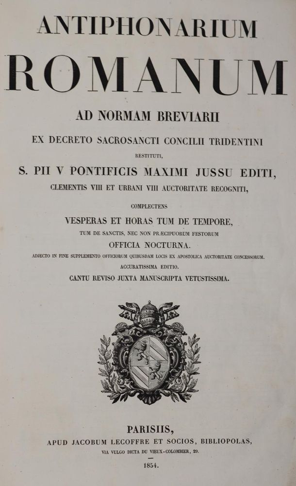 Große Abbildung Nr.1: 142-5 Antiphonarium Romanum: (Alte Drucke, Handschriften und Theologie)