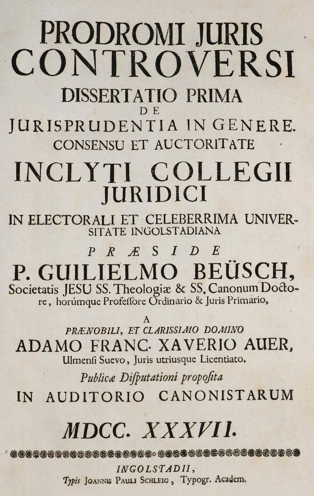 Große Abbildung Nr.2: 142-511 Auer,A.F.X.: (Juridica und Kriminologie)