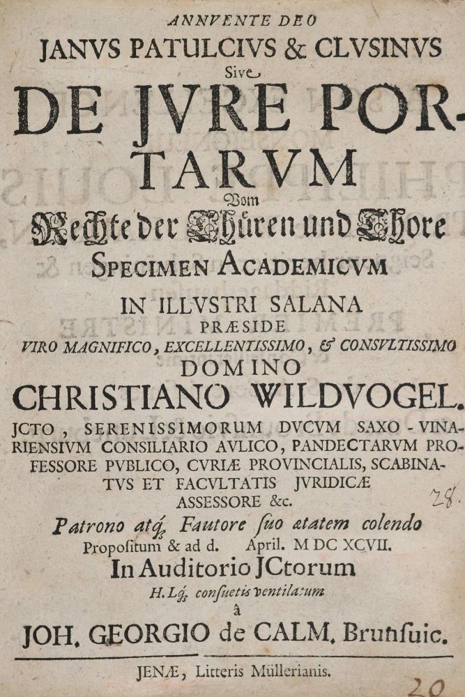 Große Abbildung Nr.1: 142-514 Calm,J.G.: (Juridica und Kriminologie)