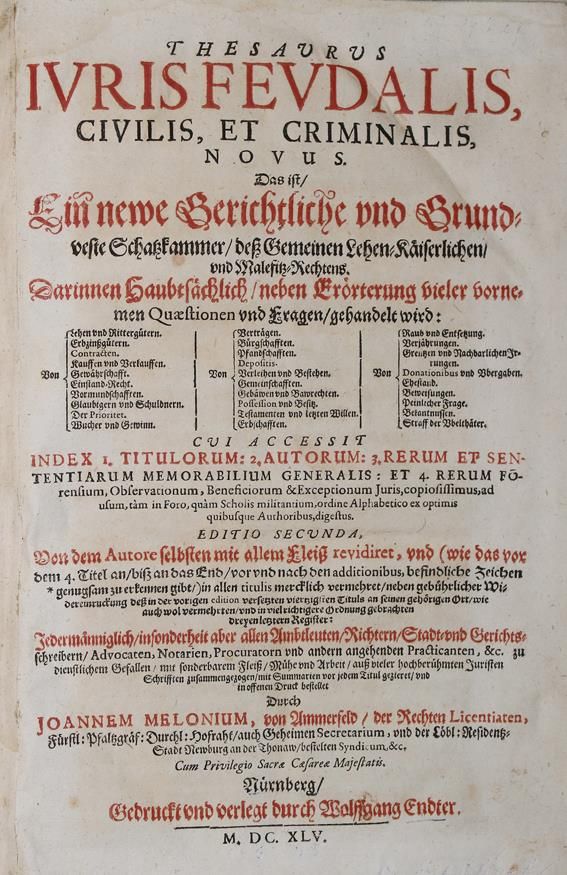 Große Abbildung Nr.1: 142-532 Melonius,J.: (Juridica und Kriminologie)