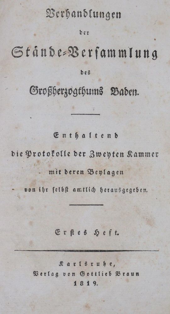 Große Abbildung Nr.1: 142-549 Verhandlungen: (Jus der Bibliothek v. Prof. Thomas Würtenberger, Baden)