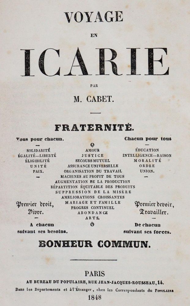 Große Abbildung Nr.1: 142-555 Cabet,E.: (Jus der Bibliothek v. Prof. Thomas Würtenberger)