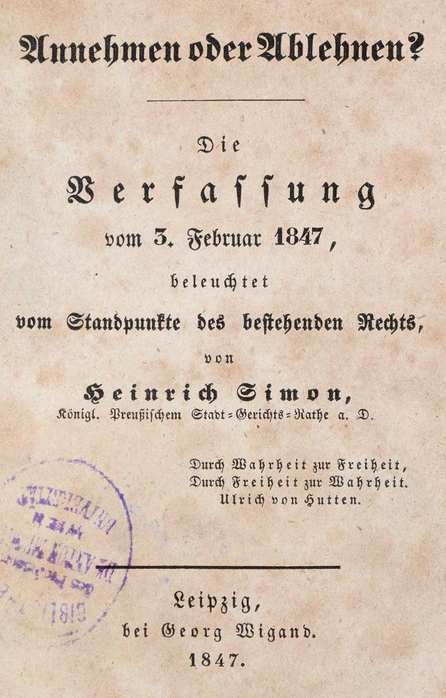 Große Abbildung Nr.1: 142-565 Simon,H.: (Jus der Bibliothek v. Prof. Thomas Würtenberger, Deutschland)