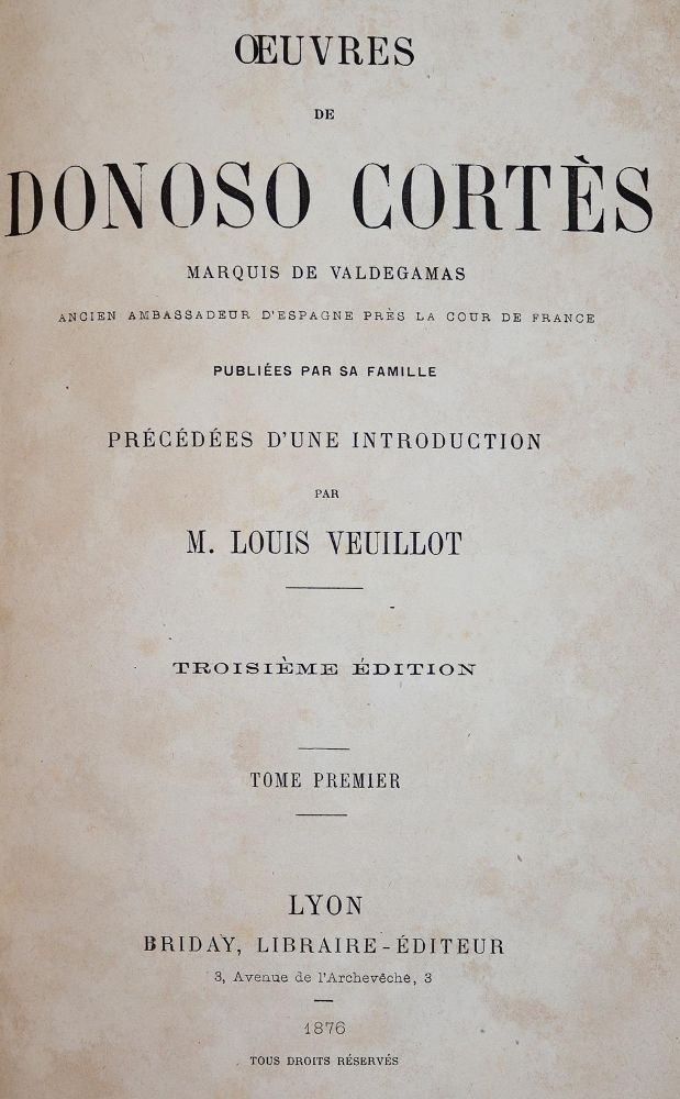 Große Abbildung Nr.1: 142-566 Donoso Cortes,J.: (Jus der Bibliothek v. Prof. Thomas Würtenberger)