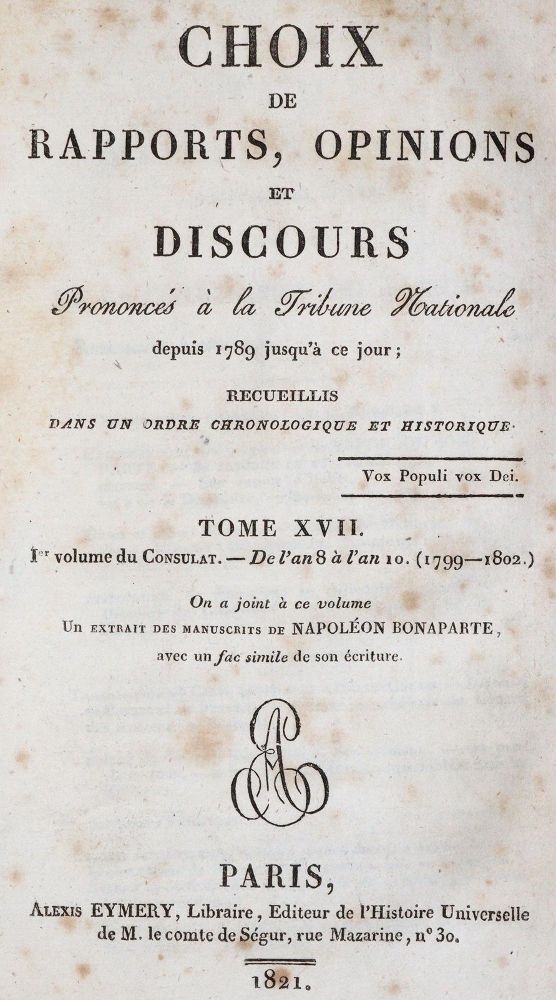 Große Abbildung Nr.1: 142-574 Choix de rapports,: (Jus der Bibliothek v. Prof. Thomas Würtenberger, Frankreich)