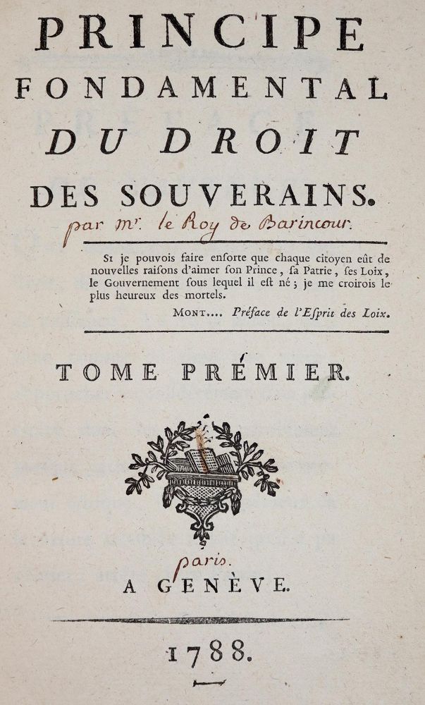 Große Abbildung Nr.1: 142-578 (Le Roy de Barincourt).: (Jus der Bibliothek v. Prof. Thomas Würtenberger, Frankreich)
