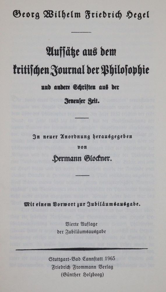 Große Abbildung Nr.1: 142-591 Hegel,G.W.F.: (Jus der Bibliothek v. Prof. Thomas Würtenberger)