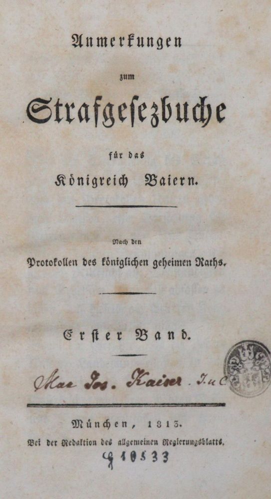 Große Abbildung Nr.1: 142-602 Anmerkungen: (Jus der Bibliothek v. Prof. Thomas Würtenberger, Juridica und Kriminologie)